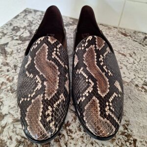 Pedro Garcia Brown Leather snike print Loafers‎  Size 38.5